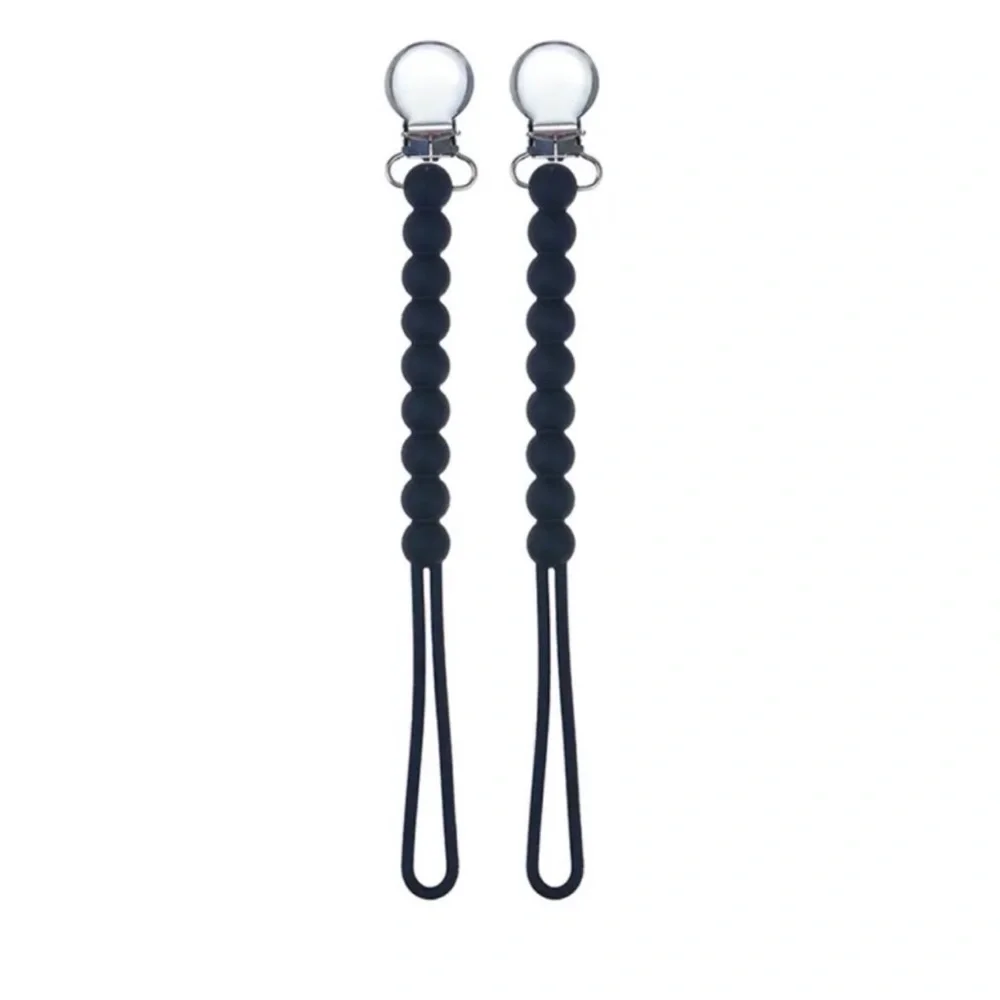 New Black‎ Silicone Beaded Pacifier Clip